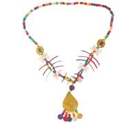 GALPADA Collar De Cuentas De Cáscara De Playa, Madera Natural, Estilo Bohemio Étnico, Antialérgico, Para Mujer y Niñas, Decoración De Cuello Larga Color Amarillo Para Uso Diario y Fiestas