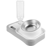 GALPADA Comedero y Bebedero Anticaídas para Gatos y Perros Doble Bol de Plástico Ligero Gris y Dispensador Automático de Agua y Comida Desmontable para Mascotas Pequeñas