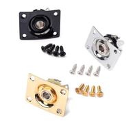 GALPADA Conector de Salida de Guitarra Jack 6,35 Mm con Placa Cuadrada Cromada y Tornillos para Guitarra Eléctrica, Accesorio de Hardware Compatible, Metal Resistente y Fácil Montaje