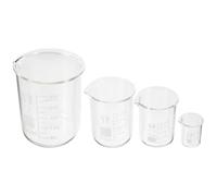 GALPADA Conjunto de 4 Tazas Medidoras de Vaso de Vidrio de Borosilicato Resistentes con Diseño de Vertedor para Educación E Investigación Científica