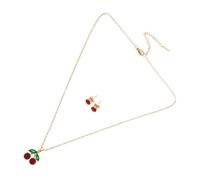 GALPADA Conjunto de Joyas de Cereza Collar de Cadena Colgante de Cereza para Mujer Aretes Estéticos para Uso Diario y Ocasiones Especiales
