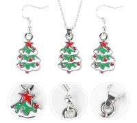 GALPADA Conjunto de Joyas de Fiesta Navidad Collar y Pendientes de Aleación Plata Accesorios para Orejas y Cuello Diseño Elegante para Celebraciones Navideñas Obsequio Especial Mujer