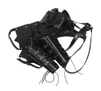 GALPADA Conjunto de Vikinga Ajuste Cómodo y Durabilidad Doble Hombrera para Hombre y Brazaletes de Cuero PU para Festivales y Medievales