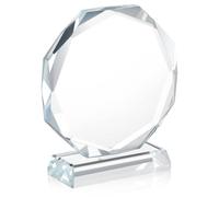 GALPADA Crystal Trophy - Trofeo transparente en blanco con grabado para fútbol y dardos, trofeo de cristal transparente para primer lugar, aniversario de empresa y mejor papá