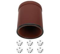 GALPADA Cubilete de Dados Marrón con Tapa, PU, Agarre Cómodo y Portátil | Interior Suave, Reduce Ruido al Agitar, para Fichas y Dados Estándar, Juego de Mesa, Viaje y Camping
