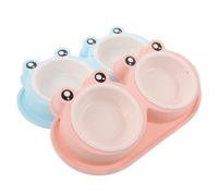 GALPADA Cuencos Dobles Elevados para Gatos y Perros Diseño de Rana, Base Antideslizante y Fácil Limpieza para Alimentación en Exteriores, 2 Juegos de Cuencos de PP