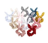 GALPADA de Anillos para Cabello y Forma de Orejas de Conejo de Tela 12 Piezas con Diseño a Cuadrícula Lazos Adorables que Sujetan Firme el Cabello y Color Aleatorio para Uso Diario
