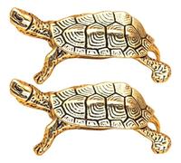 GALPADA de Tortuga Estilo Retro de Decoración de Escritorio 2 Piezas de Latón Dorado Artesanía Fina para Hogar y Sala de Té