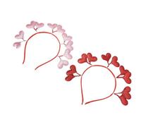 GALPADA Diadema de Corazón Purpurina 2 Piezas Rojo y Rosa Accesorio Cabello de San Valentín y Fiesta Adorno para Pelo Boda y Cumpleaños Romántico