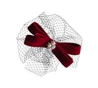 GALPADA Diadema Lazo Rojo de Malla para Fiesta de Baile, Accesorio Cabello que Sujeta el Pelo Firmemente y Destaca en Eventos Elegantes