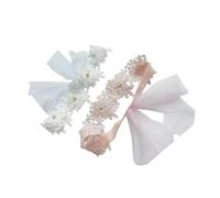 GALPADA Diademas de Encaje Perlas para Bebés Niñas, Ajustables, 2 Piezas, Flores Bordadas, Algodón y Nylon Hipoalergénico, Accesorios para Bautizo y Fiesta, Obsequio para Recién Nacidos 3