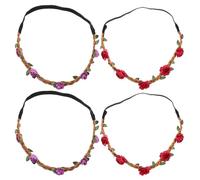 GALPADA Diademas Guirnaldas de Flores de Rosas Rojas para Mujer, 4 Piezas de Terciopelo Coreano, Uso Prolongado y Diseño Elegante para Comuniones y Promesas