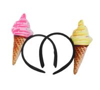 GALPADA Diademas para Mujer 2 Piezas Diseño de Helado en Cono Diademas Decorativas de Tela Cómodas en Colores Amarillo y Rosa Accesorio Práctico para Maquillaje y Cuidado Facial