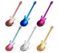 GALPADA Diseño Único y de Acero Inoxidable 304 6 Cucharas Forma de Guitarra para Servir Alimentos Adecuado para Decorar Postres y Mesa de Comedor