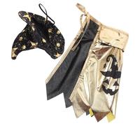 GALPADA Disfraz de Halloween para Gatos Pequeño Capa y Sombrero de Mago Negro y Dorado Disfraz de Bruja para Mascotas Estrellas Traje Cómodo y Suave para Fiestas y Cosplay