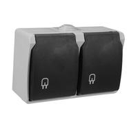 GALPADA Enchufe Europeo Alemán de 2 Vías para Exterior con Base de Enchufe Doble Conexión, Fácil Instalación y Resistente a Salpicaduras, Adecuado para Cocinas y Baños