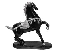 GALPADA Estatua de Caballo de Resina Grande Negra para Oficina, Figura del Zodíaco Feng Shui 2026, Adorno de Escritorio para Riqueza y Buena Suerte, Decoración Hogar y Trabajo