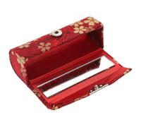 GALPADA Estuche para Lápiz Labial con Espejo Estilo Japonés, Tela Roja, Portátil y Elegante para Fiestas y Celebraciones, Protege y Organiza Maquillaje Fácilmente