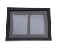 GALPADA Expositor de Madera Negro Soporte de Pared Versátil Marco con 2 Compartimentos y Ventana Transparente para Tarjetas Coleccionables para Cartas de Juego en Casa o Tienda