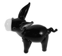 GALPADA Figura de Burro Negro de Vidrio en Miniatura Diseño de Caricatura Única, Decoración Moderna para Gabinete de Curiosidades en Cumpleaños