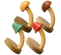 GALPADA Ganchos Adhesivos de Pared Forma de Seta 4 Piezas Madera Maciza Natural Pequeños Ganchos Decorativos para Abrigos Toallas y Organización en Cocina Baño y Dormitorio