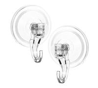 GALPADA Ganchos de Ventosa Transparentes Reutilizables Grandes, 2 Unidades, Impermeables, sin Marcas, para Baño, Cocina, Vidrio, Azulejos y Paredes Lisas, Ganchos Adhesivos Multiusos