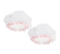GALPADA Gorros de Ducha Impermeables para Mujer 2 Piezas, Material Eva Duradero, Talla Única Banda Elástica, Color Blanco Estampado de Estrellas, Ideales para Baño, Spa y Maquillaje