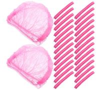 GALPADA Gorros Desechables para Trabajo 21 Pulgadas, No Tejidos y Transpirables, Cubrecabezas Elástico Rosa, 200 Unidades para Catering, Cocina, SPA y Servicio de Alimentos