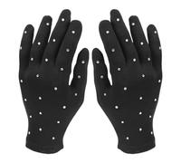 GALPADA Guantes de Patinaje Artístico para Niña en Poliuretano Negro Decoraciones de Rhinestone y Diseño Elástico para Actuaciones y Competencias
