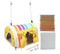 GALPADA Hamaca para Loros Pequeña Arcoíris Amarilla, Caseta Colgante Transpirable para Pájaros, Nido para Dormir Periquitos y Pájaros Pequeños, Cama Cálida para Jaula, Accesorio