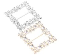 GALPADA Hebillas para Bufandas de Mujer Gemas de Imitación Clips para Camisetas Cuadrados en Color Dorado y Plateado Accesorios Decorativos para Ropa 2 Piezas Uso en Bodas y Eventos