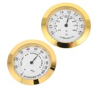 GALPADA Higrómetro Digital Redondo de Aleación de Zinc Dorado, Compacto y Portátil Pantalla de Temperatura para Estuche de Guitarra en Laboratorio y Guardería, Pack de 2