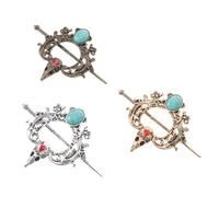 GALPADA Horquillas Pelo de Aleación Vintage 3 Pcs, Clip Vikingo Retro para Moños y Tocados de Boda, Accesorios Minimalistas para Mujer en Colores Antiguo Oro, Plata y Dorado