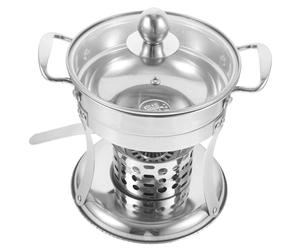 GALPADA Hot Pot de Acero Inoxidable con Quemador Integrado Olla para Cocina Doméstica Reutilizable y Fácil de Limpiar Diseño Compacto para Uso Interior y Exterior Apto para Cocinas de