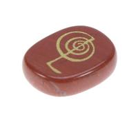 GALPADA Jaspe Rojo Ovalado Plano Símbolos de Chakras Grabados a Mano, Piedra Preciosa Natural para Curación Reiki y Meditación