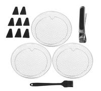 GALPADA Juego de 13 Accesorios Redondos para Freidora de Aire Rejilla Apilable de Acero Inoxidable de 3 Capas de 20 CM Bandeja Multifunción para Deshidratar Hornear y Asar con Patas de