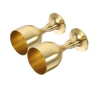 GALPADA Juego de 2 Copas Pequeñas de Latón Vintage Pie 20 G Cada una Copa de Mesa para Ofrendas de Agua y Rituales Budistas Resistente para Ceremonias Religiosas