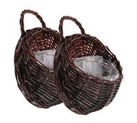 GALPADA Juego De 2 Soportes Colgantes para Flores De Mimbre, Cestas Pequeñas Diseño De Nido, para Decoración De Pared En Interiores y Exteriores, Aptas para Uso Doméstico