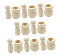 GALPADA Juego De 8 Muñecas de Madera para Pintar Cuerpos de Muñeca con Base de Madera para Manualidades Diy y Decoración