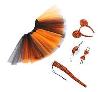 GALPADA Juego de Accesorios de Tigre para Cosplay Diadema y Falda de Tul, Pinzas Cabello Suaves para Disfraz Infantil y Adulto en Halloween