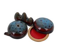 GALPADA Juego de Caligrafía China 3 Piezas Cerámica Piedra de Tinta Color Azul Cambiante, Soporte para Pinceles y Caja de Tinta, Portalápices de Escritorio para Pintura y Dibujo Artístico