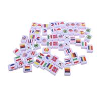 GALPADA Juego de Mesa Mahjong para 2 Jugadores 64 Fichas de 24 MM Diseño de Banderas Internacionales Melamina Resistente Portátil y Compacto para Familia Viaje y Estrategia Educativa
