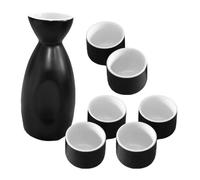 GALPADA Juego de Sake Japonés Tradicional de Cerámica Negra, Utensilio para Sake Japonés Botella de 250ml y Tazas de 30ml, Fácil Limpieza y Durabilidad para Reuniones Familiares