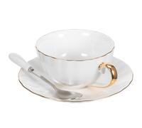 GALPADA Juego de Taza de Café Platillo y Cuchara de Porcelana Fina, Capacidad 220 Ml, Adecuado para Café y Té en Desayunos o Tardes
