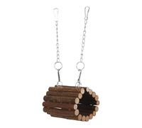 GALPADA Juguete Colgante Túnel de Madera Natural para Loros Pequeño con Gancho, Accesorio para Jaula de Pájaros, Hamaca Columpio para Mascotas, Juguete Masticable para Aves y Animales
