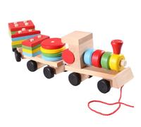 GALPADA Juguete de Tren de Madera de Tres Secciones, Educativo y Seguro, Material de Madera, Adecuado para Juego en Familia y Desarrollo Infantil