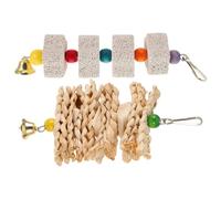 GALPADA Juguetes para Masticar de Loros y Pájaros Resistentes a Mordeduras Piedra 2 Piezas y Hueso de Sepia para Cuidado y Entretenimiento Color Aleatorio