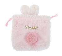 GALPADA Kawaii Bunny Drawstring Makeup Bag Plush Bunny Case with Durable Drawstring Closure Compact Travel Organizer For Cosmetics Toiletries and Small Items For and Small Spaces