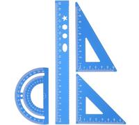 GALPADA Kit de Dibujo Profesional de 4 Piezas Regla Triangular Multifuncional de Aluminio 20 CM Azul Transportador y Escuadra Adecuado para Estudiantes y Oficina de Diseño Técnico
