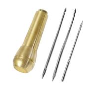 GALPADA Kit de Herramientas para Costura de Cuero 4 Punzones Dorados de Cobre, 3 Agujas para Reparación y Perforación, Adecuado para DIY y Confección en Colchones y Abrigos